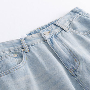 Jeans décontractés pour hommes, coupe droite classique, taille haute, en denim 100% coton délavé, avec braguette à boutons, grandes tailles, vente en gros personnalisée - Product Image 3