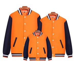 Veste universitaire rouge en coton et polyester unisexe, décontractée, pour l'automne, couleur unie, fermeture à boutons, col rabattu, coupe classique - Product Image 3