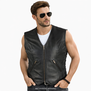 Chaleco de Motociclista Bordado de Poliéster/Algodón con Parche Trasero Personalizado, Ropa Exterior Informal de Verano - Product Image 1