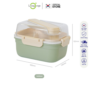 Boîte à salade multi-usages de haute qualité sans BPA, grande capacité, portable, réutilisable, rectangulaire, 1400 ml, micro-ondable, 1 compartiment, en plastique - Product Image 5