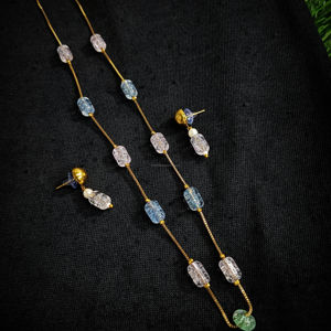 Classic American Diamond Bridal Jewelry <b>Set</b> Two-Piece <b>Necklace</b> <b>and</b> <b>Earrings</b> for Wedding Fashionable Classic Style - Product Image 1