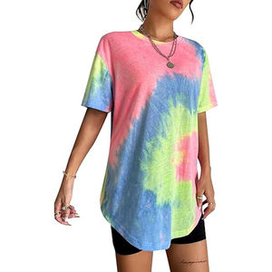 Camiseta de Verano para Mujer, Tie Dye, 100% Algodón Ecológico, Estilo Hip Hop, Cuello Redondo, Manga Corta, en Oferta - Product Image 4