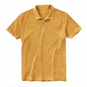Polo en coton Oxford uni pour homme, manches courtes, coupe classique, décontracté, anti-plis, avec boutons, jaune 2026 - Product Image 6