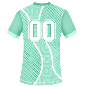Conjunto de Camiseta y Pantalones Cortos de Rugby Verde Menta y Blanco, Cuello en V, Diseño Geométrico, Uniforme de Equipo Personalizado, Transpirable, para Entrenamiento Deportivo - Product Image 4