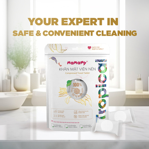 ผ้าขนหนู Mamamy Tropical คุณภาพสูง ผลิตจากเส้นใยเรยอน 100% ธรรมชาติ สีขาว ไม่ถักทอ ขนาดเท่า iPad  นุ่มพิเศษ ลายปั๊มนูน  แบบอัดแน่น - Product Image 2