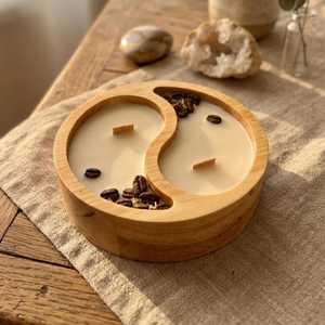 Cuenco de madera hecho a mano para velas |   Recipiente y Portavelas de Madera Natural |   Recipiente Rústico para Velas de Cera de Soja |   OEM y Venta al por Mayor - Product Image 2