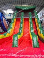Toboggan aquatique gonflable commercial extérieur avec château rebondissant et piscine, pour utilisation humide et sèche