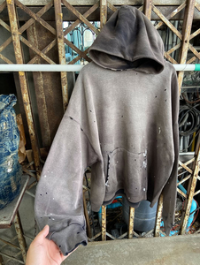 Custom Winter 360gsm Heavyweight Cotton Zip-Up Puff Printed Vintage Sun Faded Acid Wash Waffle Leopard Print Fleece <b>Long</b> <b>Hoodie</b> - Product Image 5