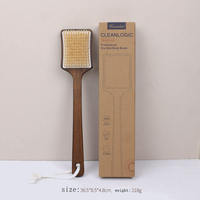 Nouvelle brosse de bain en bois à long manche avec poils de porc, personnalisable, pour massage corporel et exfoliation, vente en gros