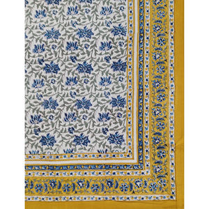 Sábana Plana de Algodón con Estampado Geométrico Jaal en Blanco y Amarillo, 200 Hilos, Transpirable, para Uso Doméstico, Hotelero y de Lujo - Product Image 2