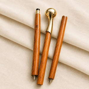 Bastón de madera con mango de bola dorada, hecho a mano, estilo vintage, elegante, para caballero, decorativo, clásico, de apoyo, regalo - Product Image 1