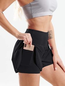 Shorts de sport 2-en-1 pour femmes, vente en gros directe d'usine OEM, les plus vendus, pour la gym et la course à pied, avec poches pour téléphone - Product Image 4