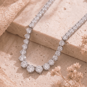 Lab Grown Diamond Round Cut Tennis <b>Necklace</b> White Gold <b>Statement</b> <b>Necklace</b> Luxury Bridal Wedding Anniversary Gift Jewelry - Product Image 5