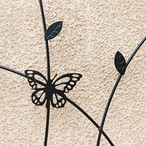 Set di 4 tralicci da giardino in metallo per esterni, 180 cm x 50 cm, antiruggine, supporto per piante rampicanti, per fiori e farfalle - Nero - Product Image 6