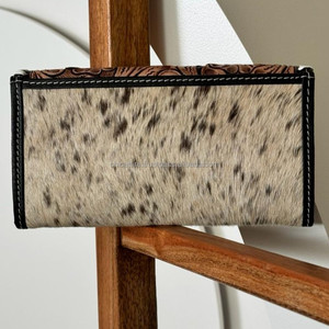 Cartera de piel de vaca de pelo auténtico para mujer, cartera de mano, Colección occidental, éxito de ventas, multiusos - Product Image 3