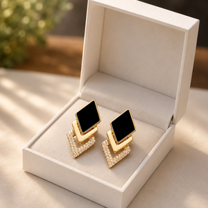 Pendientes de Oro Rosa con Piedras Preciosas Negras, Joyería para Mujer, Forma Redonda, Pendientes de Moissanita - Product Image 5