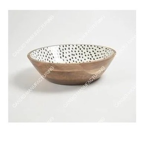 Tazón de servir vintage de madera tallada con acabado craquelado, tazón redondo para cenar, para decoración de mesa en bodas, hogar y cocina. - Product Image 3