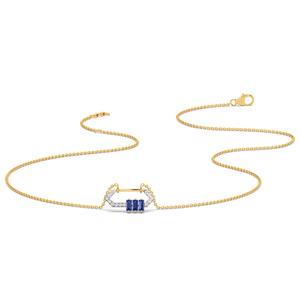 Blue Triple Bar Diamond Necklace with Geometric Open <b>Frame</b> and Bold Linear Accent Design - Product Image 2