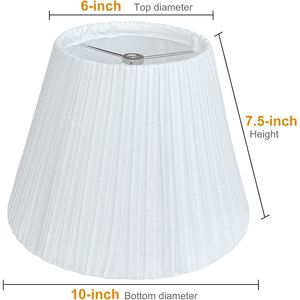 Paralume a Campana Bianco Plissettato per Lampade Piccole, 6 Pollici (Diametro Superiore) x 10 Pollici (Diametro Inferiore) x 7,5 Pollici (Altezza) per Lampade da Tavolo, da Terra e da Comodino con Attacco a Ragno - Product Image 1
