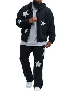 Survêtement évasé en molleton 100% coton avec patch appliqué et fermeture éclair, effet délavé à l'acide - Product Image 5