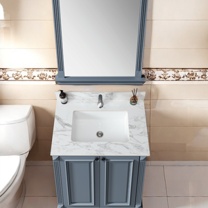 Plans de lavabo rectangulaires en céramique à encastrer pour salle de bain, 31''x22'', en pierre frittée Carra White - Product Image 1