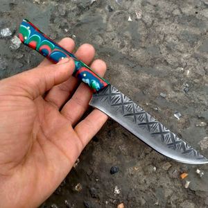 Couteau d'extérieur professionnel en acier inoxydable 8 pouces 12rc, best-seller, haute qualité, manche gravé, étui en cuir inclus, OEM - Product Image 5