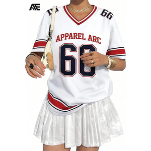 Camiseta de malla con cuello en V y estampado de números personalizados APPAREL ARC, estilo oversize, para streetwear, proveedor mayorista OEM ODM - Product Image 1