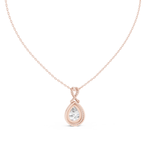 Collier pendentif en argent plaqué avec moissanite taille poire et halo de moissanite, bijou de fiançailles pour femme en argent sterling - Product Image 5