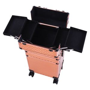 Valigia per Trucco 4-in-1 in Alluminio Intercambiabile Stile Draw Bar Oro Rosa, Borse e Custodie per Cosmetici - Product Image 5
