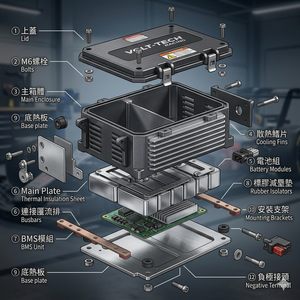 Boîtier de batterie en aluminium usiné CNC haute résistance avec fentes de ventilation pour la course - Product Image 2
