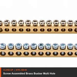 Barre omnibus en laiton assemblée par vis, multi-trous, barre neutre avec vis, nickelée, barre de terminaison pour panneau CW614N - Product Image 2