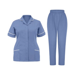 Uniforme Médico para Enfermeras, Bata de Nailon de Secado Rápido, Color Sólido, Cuello en V, Bolsillos, Manga Corta, Modelo Ametrine APC-37 - Product Image 4