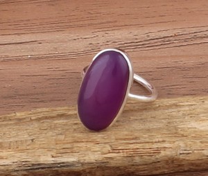 Anillo de Plata de Ley 925 con Engaste de Bisel de Jade Lavanda Natural, Hecho a Mano, para Mujer, Piedra de Nacimiento de Febrero - Product Image 1