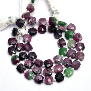 AAA+ Ruby Zoisite 6x6mm Faceted Square Briolette Fancy <b>Beads</b> Natural Rare Ruby Semi Precious Gemstone <b>Beads</b> For Jewelry Making - Product Image 1
