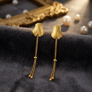 Boucles d'oreilles pendantes longues en argent 925 plaqué or, haute qualité, tendance, couleur personnalisée, designs uniques pour les fiançailles des femmes - Product Image 5