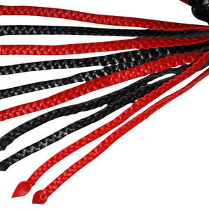 Red and <b>Black</b> Leather Whip Braided Handle with Knotted End - Product Image 3