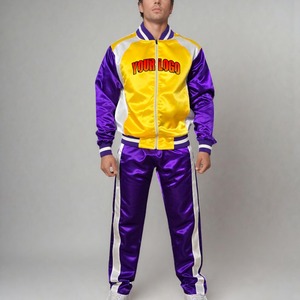 Custom Men <b>Tracksuit</b> Zip up Polyester Joggers 450gsm Embroidery Logo Plus Size Two Piece Training Windbreaker Set - Product Image 4