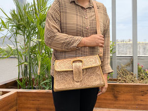 New Design Hand-<b>Tooled</b> <b>Leather</b> Large Saddle Women Crossbody Purse Western Style Boho Chic Brown Bag Best for Christmas Gift - Product Image 2