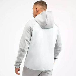 Conjunto Deportivo para Hombre, Sudadera con Capucha Blanca, Pantalón Largo con Abertura Lateral y Bolsillos, Transpirable, de Forro Polar de Poliéster, para Invierno - Product Image 5