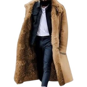 this item is a men's long faux fur sherpa fleece lined trench coat - Product Image 1