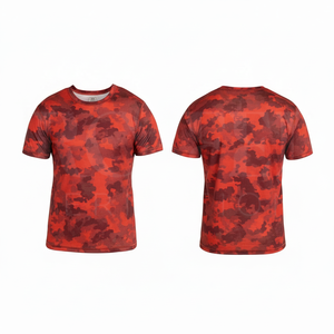 Custom Camouflage Print Short Sleeve Crew Neck T Shirt Breathable Sports <b>Fitness</b> Training Casual Outdoor Activewear Gym Top - Product Image 3