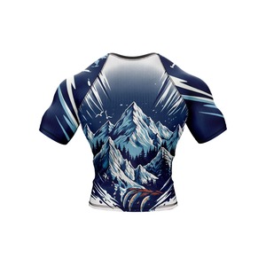 Mountain Print Rash Guard Short Sleeve <b>Men</b> Quick Dry Spandex Polyester <b>Compression</b> <b>Shirt</b> Adult Sport Top OEM Rash Guard - Product Image 4