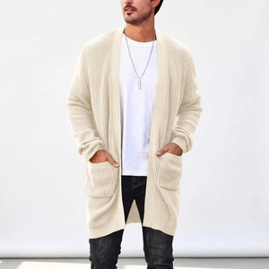 Suéter tipo cárdigan oversize para hombre, estilo urbano, silueta relajada y hombros caídos, fabricante mayorista de prendas de punto personalizadas - Product Image 1