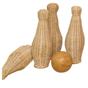 Handmade Rattan Rattan <b>Bowling</b> Pin Trendsetting Natural Rattan Set of 6 <b>Bowling</b> for Kids Playing - Product Image 3