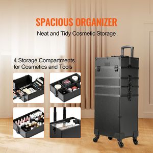 Trolley Professionale 5-in-1 Extra Large per Trucco, Valigia Cosmetica in Alluminio, Organizer da Viaggio, Borsa Pratica - Product Image 2