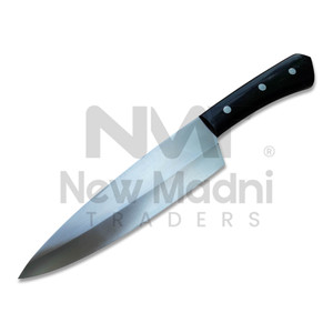 Cuchillo de cocina de acero inoxidable con hoja de punta caída de 0.6mm de grosor, mango negro, calidad DIY, cuchillos de chef en venta - Product Image 1