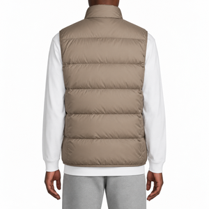 Gilet matelassé léger pour homme, col montant, kaki, sans manches, fermeture éclair, doudoune décontractée pour l'hiver - Product Image 2