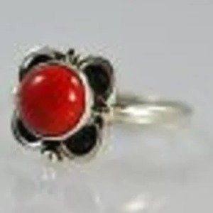 Coral Stone <b>Ring</b> 925 Sterling <b>Silver</b> Handmade Promise <b>Ring</b> for Women Round Gemstone <b>Statement</b> <b>Ring</b> for Gift March Birthstone - Product Image 5