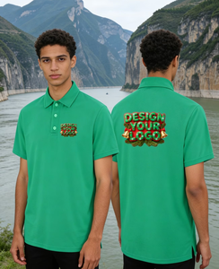 Custom Printed Green Men's Breathable Cotton Polo Shirt Custom Brand Work Fashion Uniform Silk Screen Printing ODM Service - Product Image 1