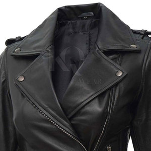 Chaqueta de Mujer de Cuero Genuino de Alta Calidad con Cremallera Tejida Impermeable, Tacto Suave y Costuras Duraderas para Amantes de la Moda - Product Image 5